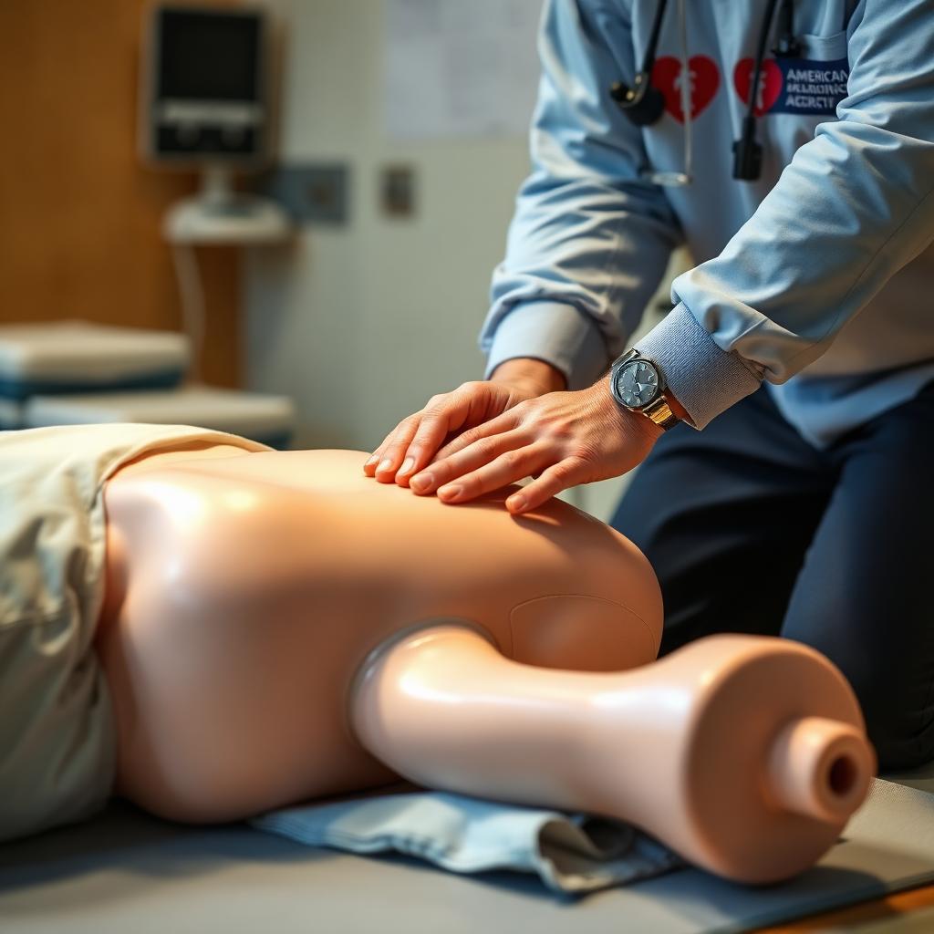 American Heart Association CPR training with hands-on chest compression practice